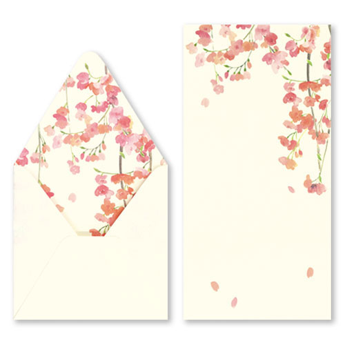沓掛ろっか　鳥の子贈答箋　枝垂桜 (RMC-001)　柔らかな風合いの鳥の子紙　和詩倶楽部　Japanese pattern envelope and card set  Kutsukake Rokka  Washi club