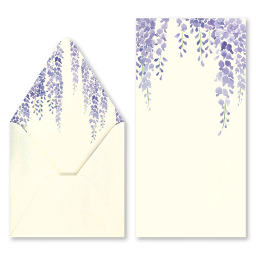 沓掛ろっか　鳥の子贈答箋　藤 (RMC-002)　柔らかな風合いの鳥の子紙　和詩倶楽部　Japanese pattern envelope and card set  Kutsukake Rokka  Washi club