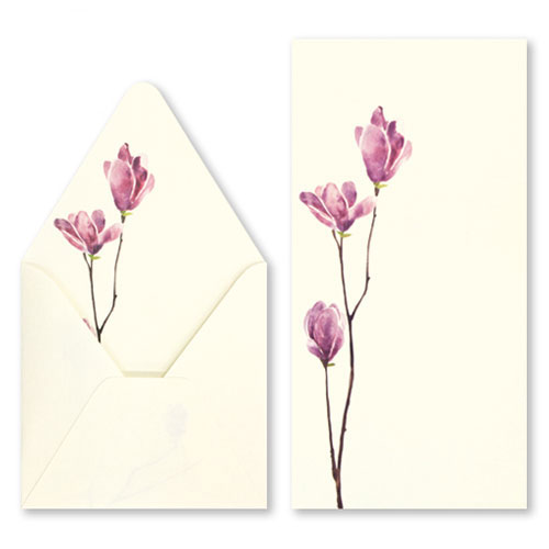 沓掛ろっか　鳥の子贈答箋　木蓮 (RMC-005)　柔らかな風合いの鳥の子紙　和詩倶楽部　Japanese pattern envelope and card set  Kutsukake Rokka  Washi club