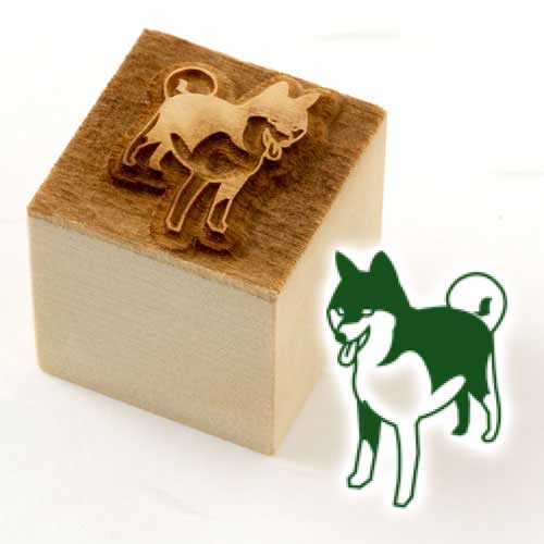 京からかみ　版木スタンプ　柴犬　木版ミニスタンプ　木製・朴　季節のお便り　年賀状　便箋　手紙　京都府の工芸品