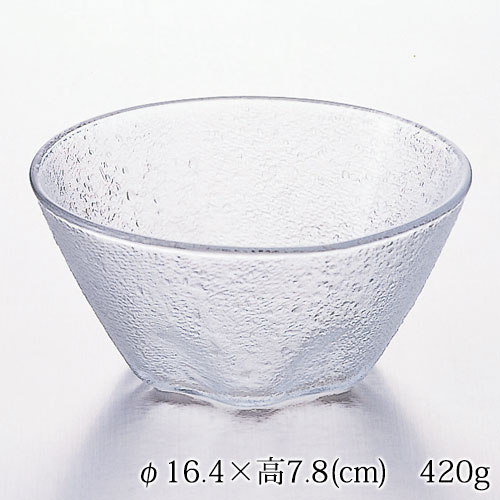 【半額・在庫処分】流雅鉢　ガラスそうめん中鉢　素麺・ひやむぎに　Glass large bowl
