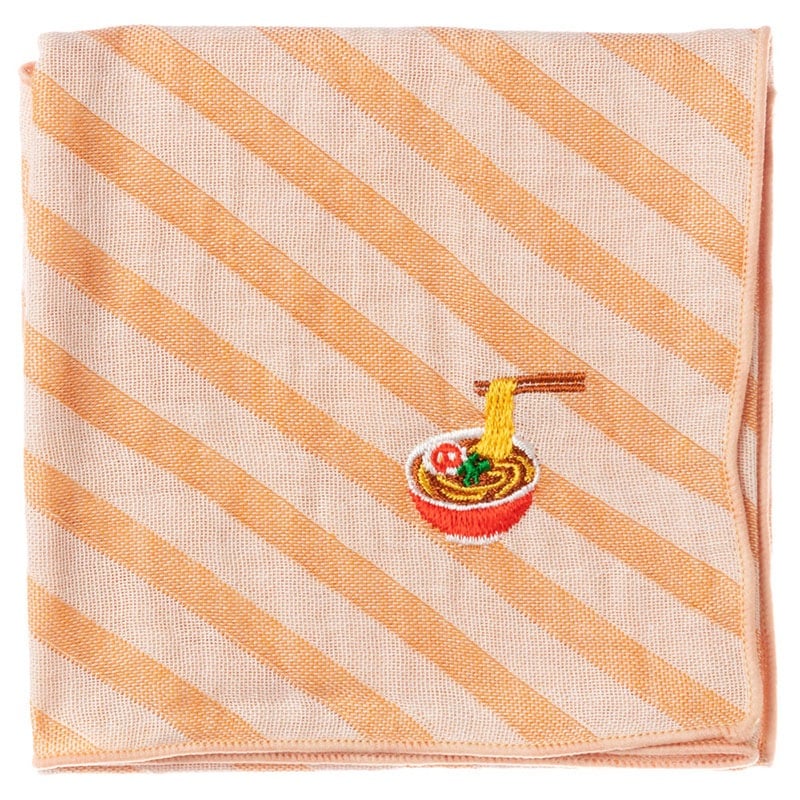 にっぽんグルメハンカチ ラーメン 刺繍入りガーゼハンカチ