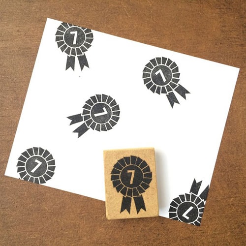 ロゼットはんこ「7」 ステーショナリーを彩る消しゴムはんこ ただのやまもと Rosette hanko stamp