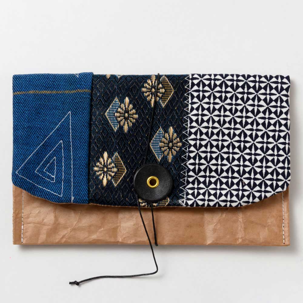 くるくる留めの小物入れ 004　米袋封筒のちほど　Accessory case made of rice bag