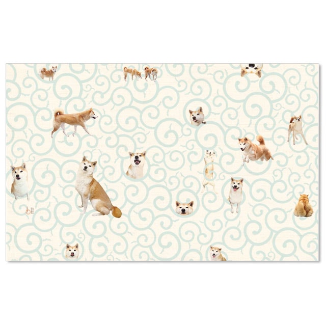 フリーサイズ判　柴田部長・水色唐草 (BD-028)　吉兆書包み　室町紗紙ブックカバー　和詩倶楽部　Free size book cover  Washi-club　※在庫限り