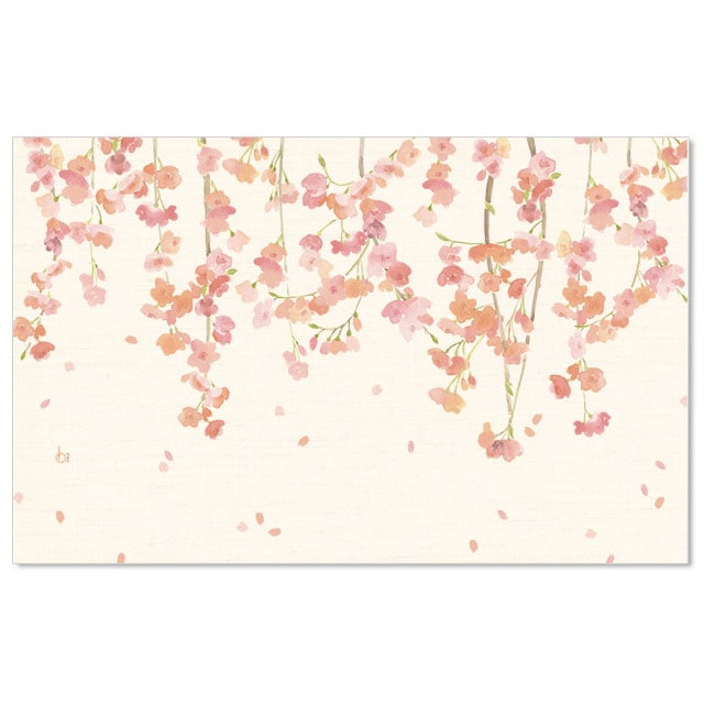 和詩倶楽部 沓掛ろっか 吉兆書包み〈枝垂桜〉室町紗紙・フリーサイズ判｜花鳥画の描き下ろし、A6〜A5対応のブックカバー