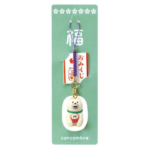 concombre 根付マスコット おみくじ付き だるまわんこ (ZCB-92624) FUKU福MONO 根付 Lucky charm strap ※在庫限り