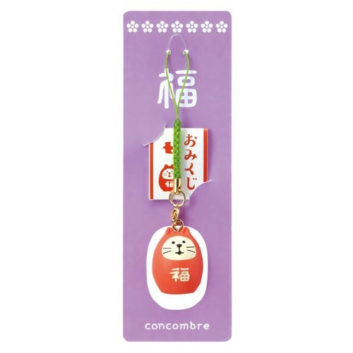 concombre　根付マスコット　おみくじ付き　福猫だるま (ZCB-92625)　FUKU福MONO　根付　Lucky charm strap　※在庫限り