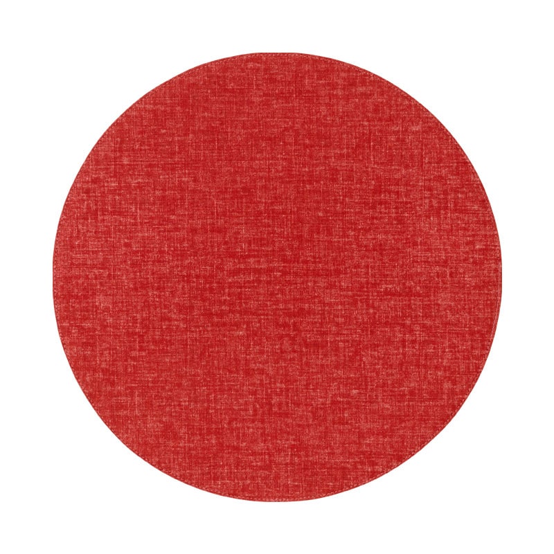 百道発信　四季彩サークルマットM　赤 (IKI-1429)　直径26cm　リバーシブルティーマット　福岡県の布製品　Fabric tea mat  Fukuoka craft