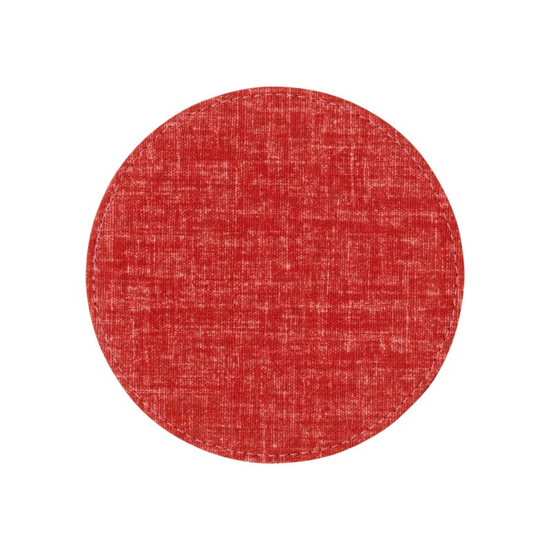百道発信　四季彩サークルマットS　赤 (IKI-1430)　直径10cm　リバーシブルコースター　福岡県の布製品　Fabric coaster  Fukuoka craft