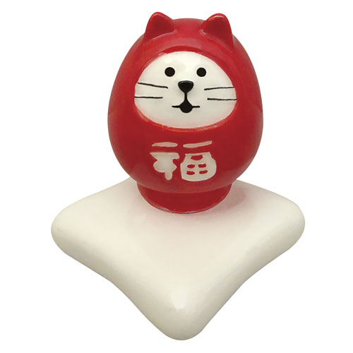 concombre 福猫だるま箸置き 紅 (ZCB-92695) 初春のおもてなし New year tableware ※在庫限り