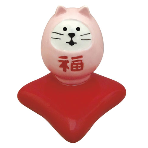 concombre 福猫だるま箸置き 桃 (ZCB-92696) 初春のおもてなし New year tableware ※在庫限り