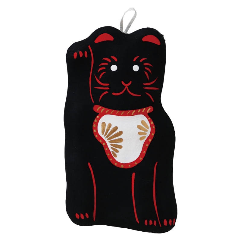 めでたや　壁飾り　招き猫　黒　Lucky cat wall decoration　※在庫限り