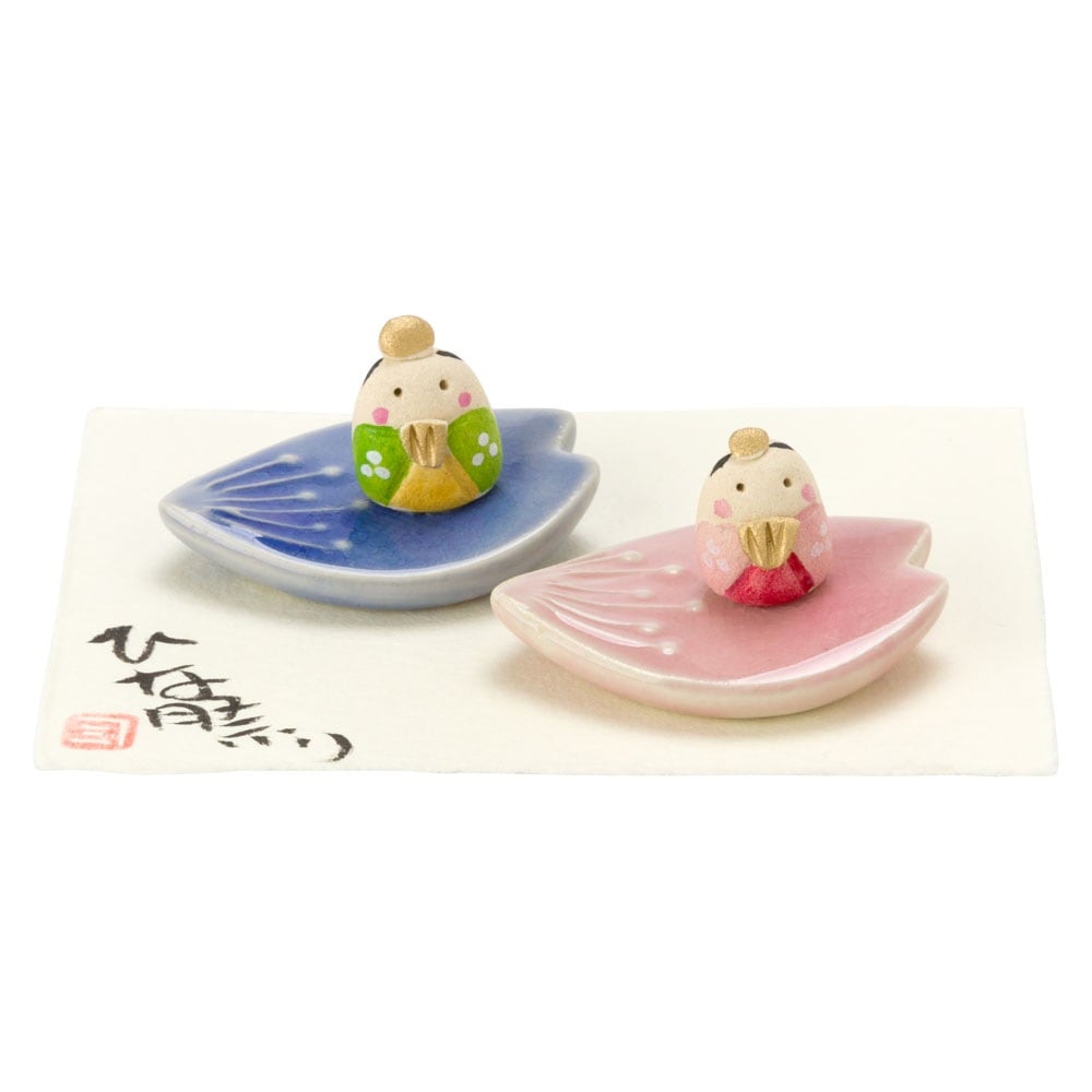 小豆工房　花びら豆雛 (HK828)　瀬戸焼　手軽に飾れるコンパクトなお雛さま　桃の節句　愛知県の工芸品　Setoyaki Hina dolls  Aichi craft