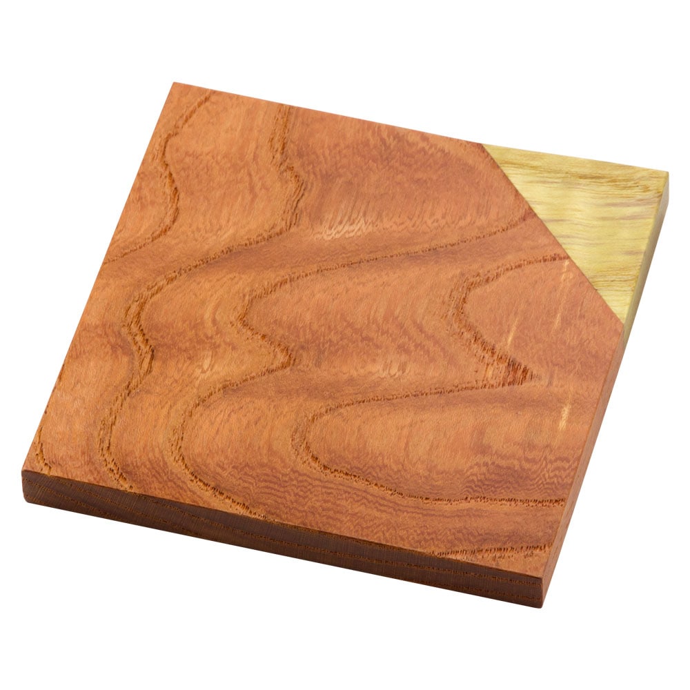 銘木　組み合わせコースター・小　欅（けやき）＋キハダ　京都・美山　銘木工芸　山匠　Wooden coaster  Works of Japanese precious wood