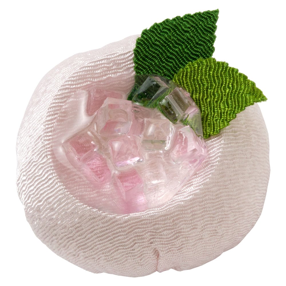 京都夢み屋〈ちりめん和菓子処・香の花 甘美〉錦玉あじさい・桃 KKN-30|錦玉羹のあじさいに見立てた、桃色のちりめん置物