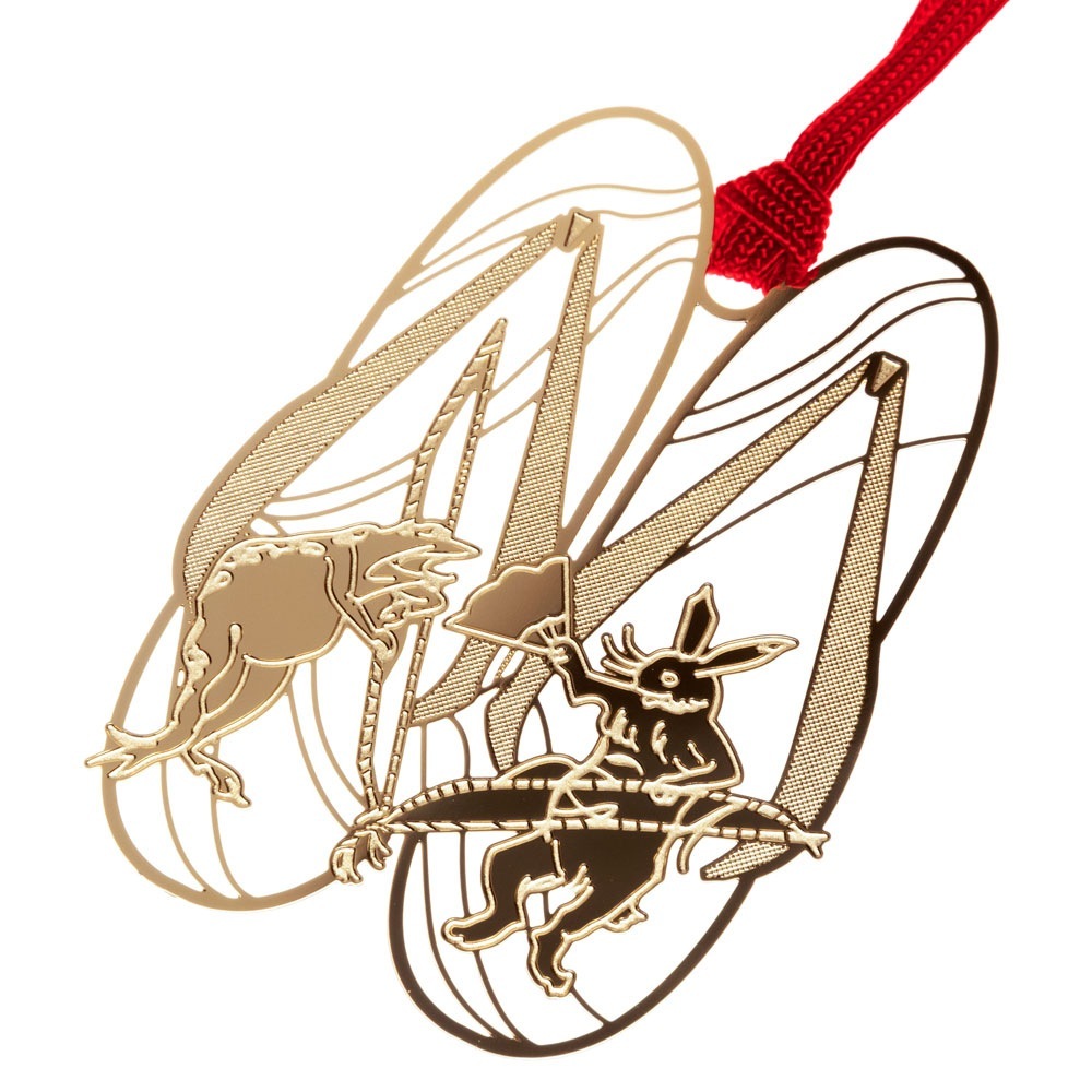 鳥獣戯画しおりG　かえるとうさぎの弓矢 (CJG007)　金の栞シリーズ　24K表面加工　金属製ブックマーカー　Metal bookmark  Choju-giga