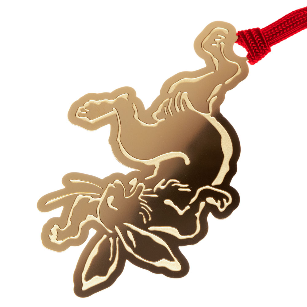 鳥獣戯画しおりK　相撲うさぎ (CJG011)　金の栞シリーズ　24K表面加工　金属製ブックマーカー　Metal bookmark  Choju-giga