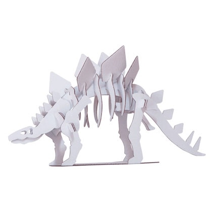 白ダンボール恐竜工作キット　ステゴサウルス　のりもはさみも使わずに組み立てられるペーパークラフト　Cardboard craft kit  Dinosaur