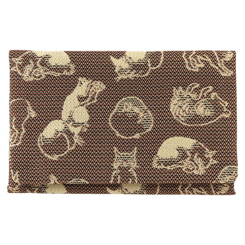 京都 あらいそ　西陣織名物裂　ねこ尽くし名刺入れ　茶　Kyoto nishijin  Business Card holder