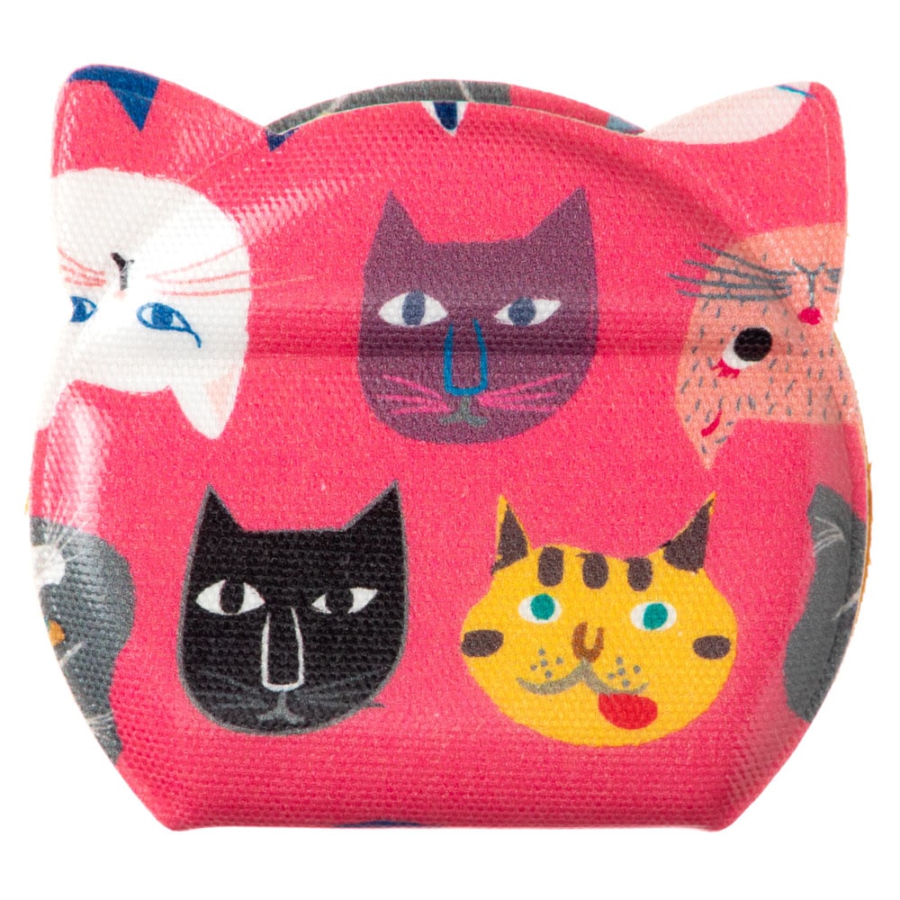 きてきて　猫型かがみ（ミニ）　猫博覧会柄ぴんくいろ　鏡・コンパクトミラー　Compact mirror