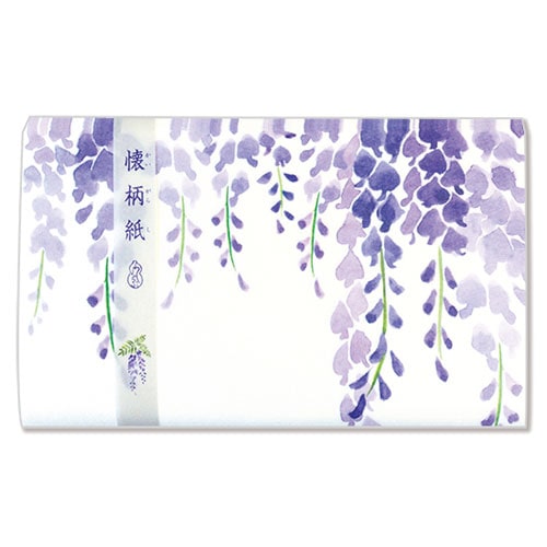 【懐紙】和詩倶楽部　懐柄紙　藤　30枚入り (KG-061)　Kaishi  Washi-club　大豆インキ使用　濃いめの絵柄で両面違った雰囲気で使える懐紙