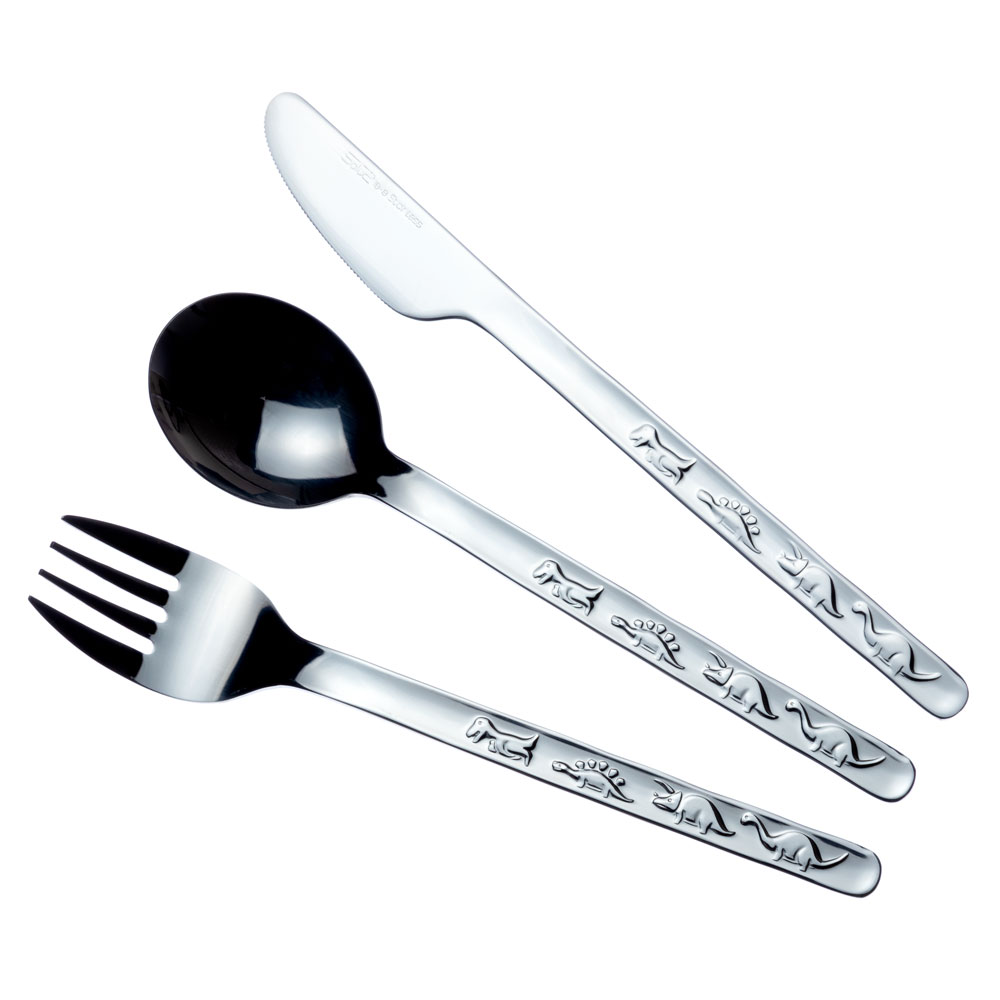恐竜カトラリーセット　ナイフ・フォーク・スプーン　ステンレス製キッズ食器　子供用　新潟県の金属製品　Stainless steel cutlery  Niigata craft|カトラリー（ナイフ・フ