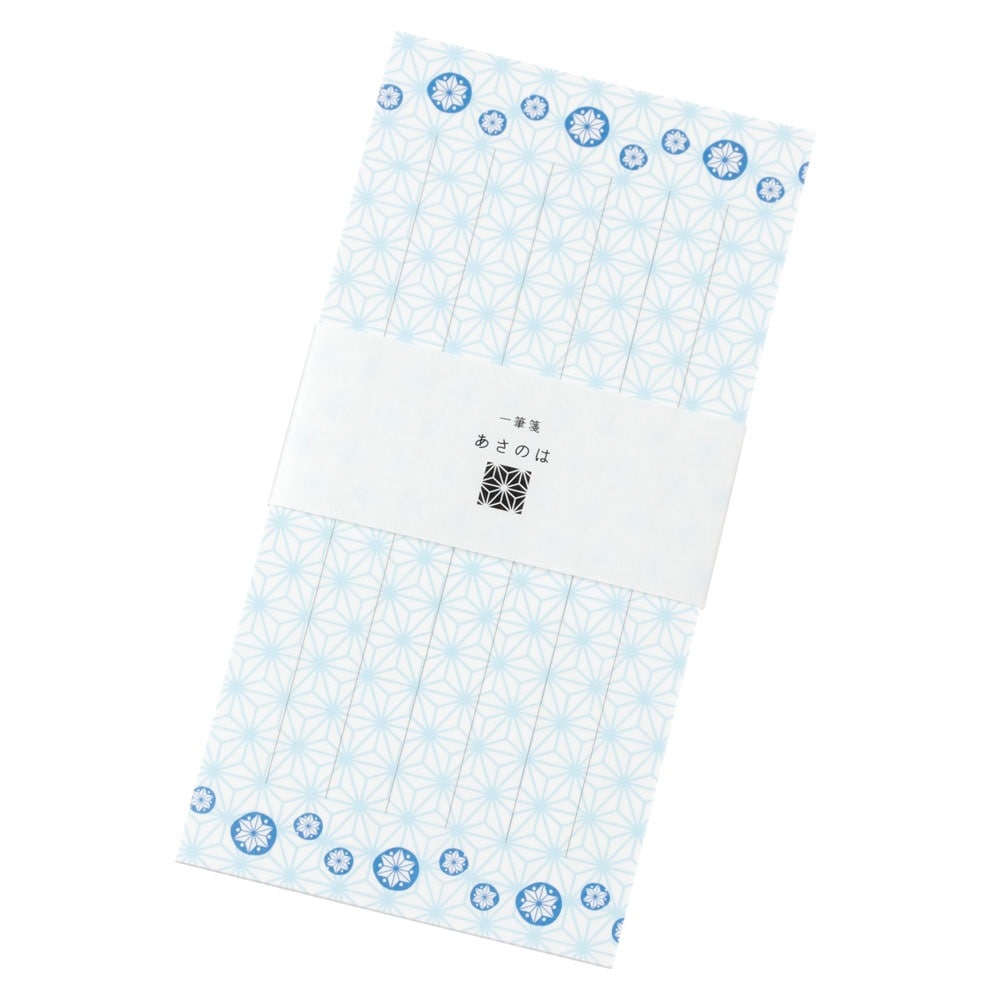 古典柄一筆箋　あさのは　同柄25枚綴り　8×16cm　紙匠雑貨エモジ　Mini letter paper