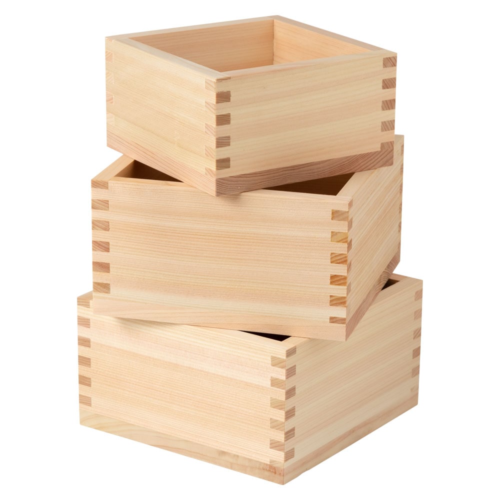 ますや　二升五合セット　ますます繁盛の縁起物　岐阜県大垣市の檜製計量器・酒器　Masu  Cubic measure