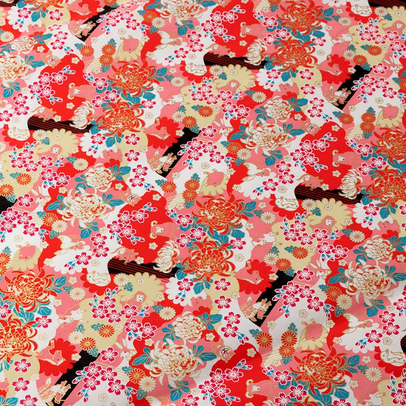 千代紙　手染め美濃和紙　笑emi十二支　大判60×90cm・１枚　岐阜県の工芸品　Chiyogami  Japanese pattern paper