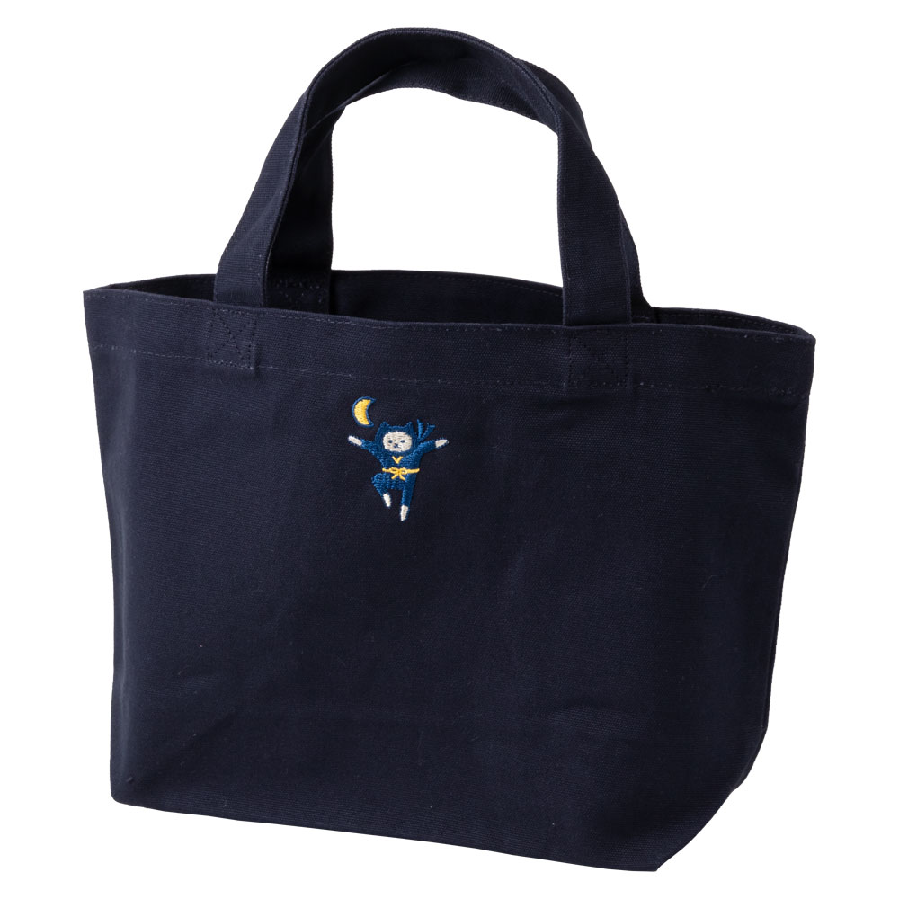 NYANJA　ランチトート　ネイビー　ずっとこっちみてる猫の忍者　スーベニール　Tote bag