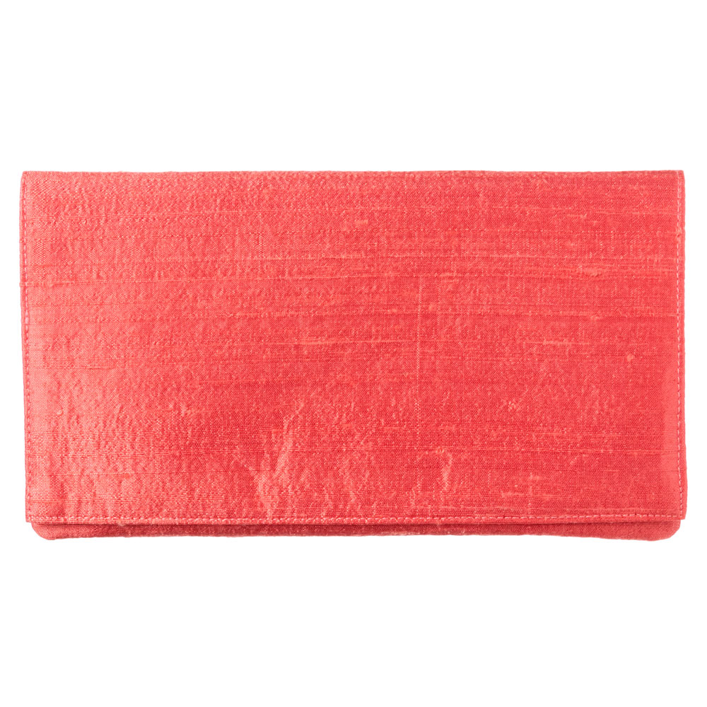 懐紙入れ　シルクシャンタン　珊瑚朱　辻徳　洋装にも合うインドシルクの懐紙入れ　Kaishi case  Tsujitoku