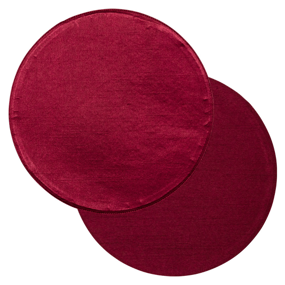 百道発信　Japan　サークルマットM　レッド (IKI-1460)　リバーシブル　φ26cm　福岡県の布製品　Fabric tea mat  Fukuoka craft