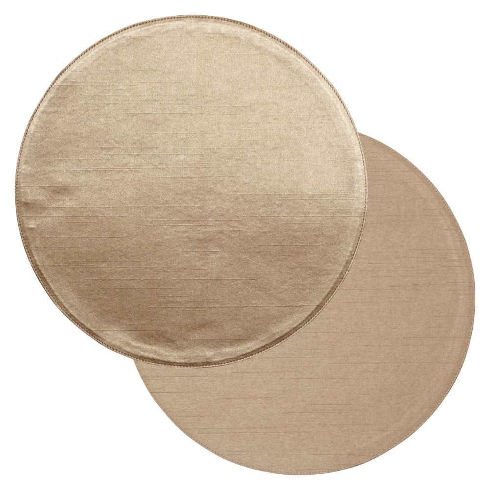 百道発信　Japan　サークルマットM　ゴールド (IKI-1460)　リバーシブル　φ26cm　福岡県の布製品　Fabric tea mat  Fukuoka craft