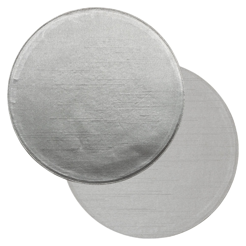 百道発信　Japan　サークルマットM　シルバー (IKI-1460)　リバーシブル　φ26cm　福岡県の布製品　Fabric tea mat  Fukuoka craft