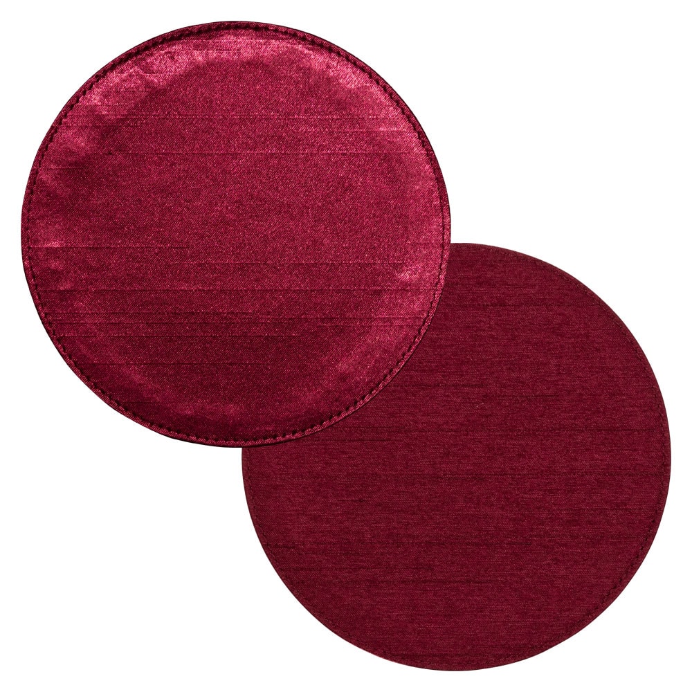 百道発信　Japan　サークルマットS　レッド (IKI-1461)　リバーシブル　φ11cm　福岡県の布製品　Fabric coaster  Fukuoka craft