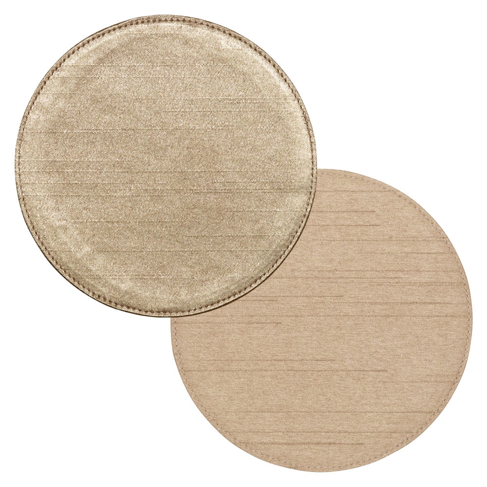 百道発信　Japan　サークルマットS　ゴールド (IKI-1461)　リバーシブル　φ11cm　福岡県の布製品　Fabric coaster  Fukuoka craft