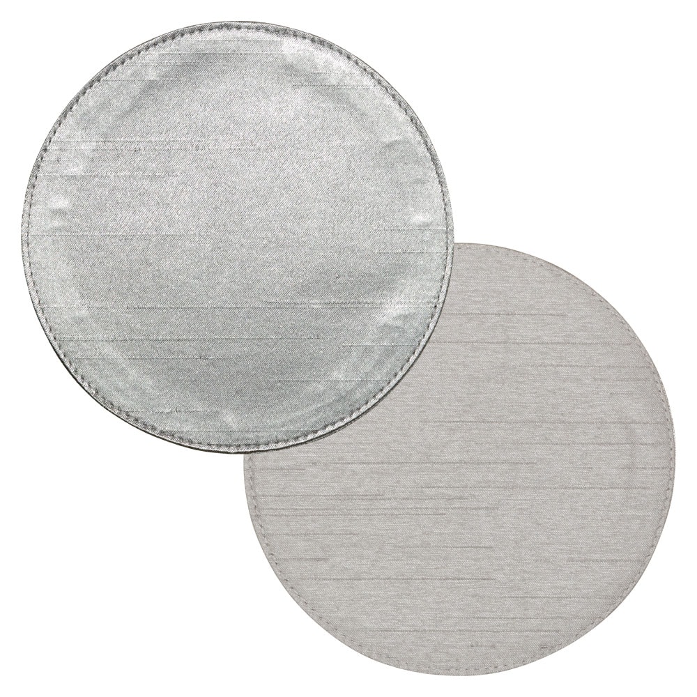 百道発信　Japan　サークルマットS　シルバー (IKI-1461)　リバーシブル　φ11cm　福岡県の布製品　Fabric coaster  Fukuoka craft