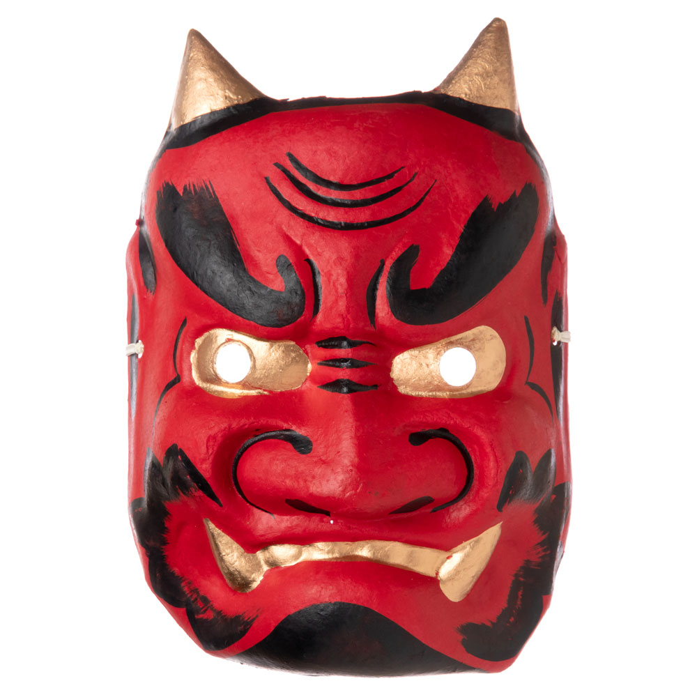 鬼の面（大）和紙製　大人もかぶれるサイズ　節分の鬼役・コスプレ・仮装に　ハロウィン　Japanese paper ogre mask|壁掛け|インテリア