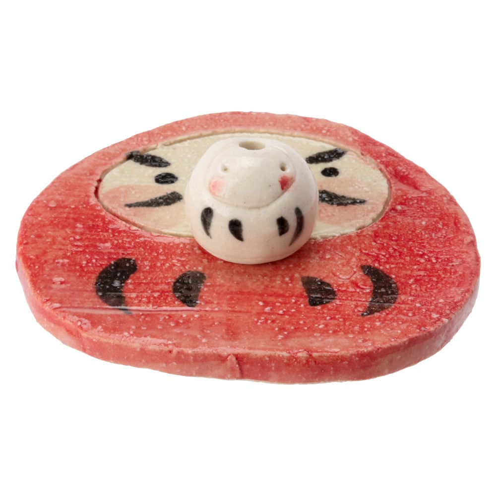 瀬戸焼　紅白ダルマ香立 (K4300)　愛知県の工芸品　Seto-yaki Incense stand  Aichi craft