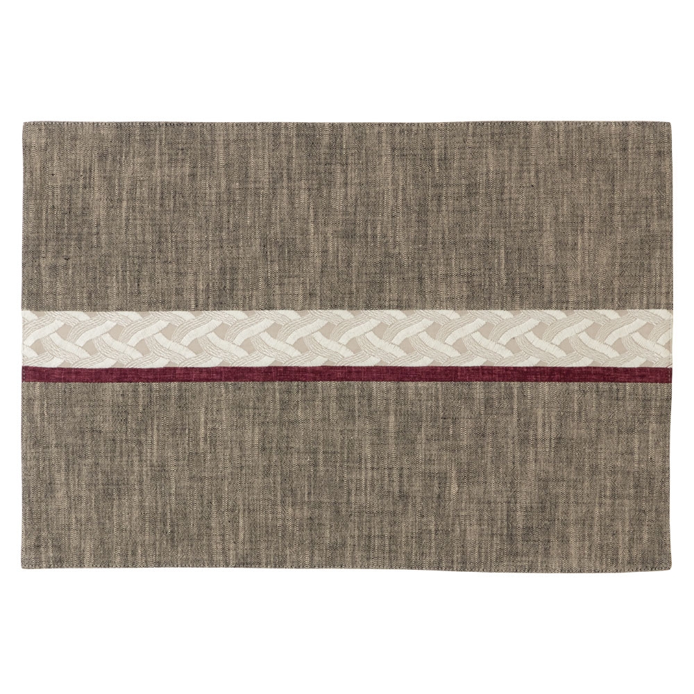 百道発信　ロンド　ランチョンマット　ベージュ (IKI-1454)　45×31cm　福岡県の布製品　Fabric place mat  Fukuoka craft|お膳・ランチョン|食器・キッチン