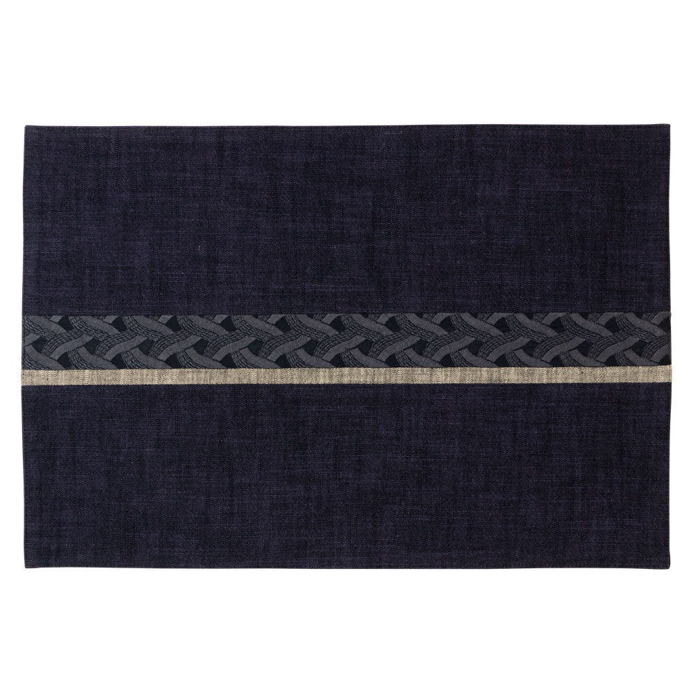 百道発信　ロンド　ランチョンマット　ブラック (IKI-1454)　45×31cm　福岡県の布製品　Fabric place mat  Fukuoka craft|お膳・ランチョン|食器・キッチン
