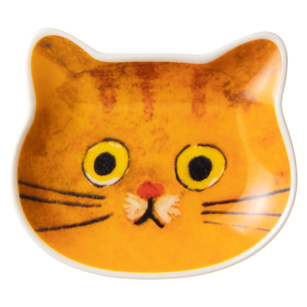猫顔の豆皿　ちゃとら (80728)　ECOUTE! minette　小皿・トレー　まあるいおめめのキュートな猫たち