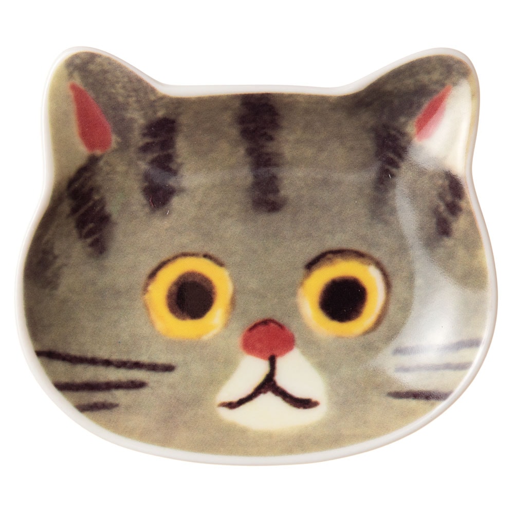 猫顔の豆皿　さばとら (80844)　ECOUTE! minette　小皿・トレー　まあるいおめめのキュートな猫たち