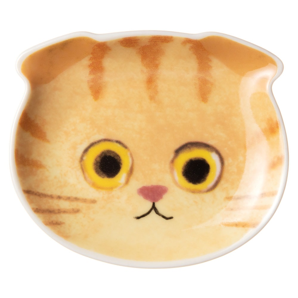 猫顔の豆皿　スコティッシュちゃとら (81068)　ECOUTE! minette　小皿・トレー　まあるいおめめのキュートな猫たち