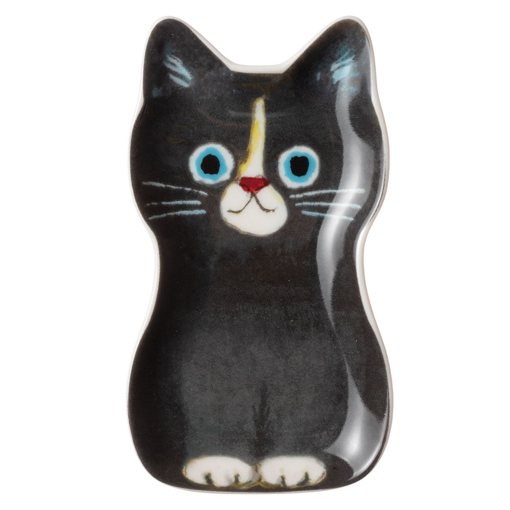 猫の豆皿OSUWARI くろ (80887) ECOUTE! minette 小皿・トレー まあるいおめめのキュートな猫たち