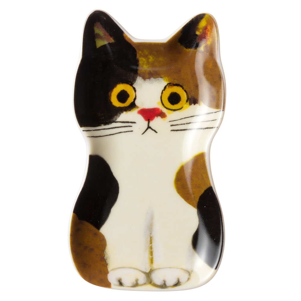 猫の豆皿OSUWARI　みけ (80892)　ECOUTE! minette　小皿・トレー　まあるいおめめのキュートな猫たち