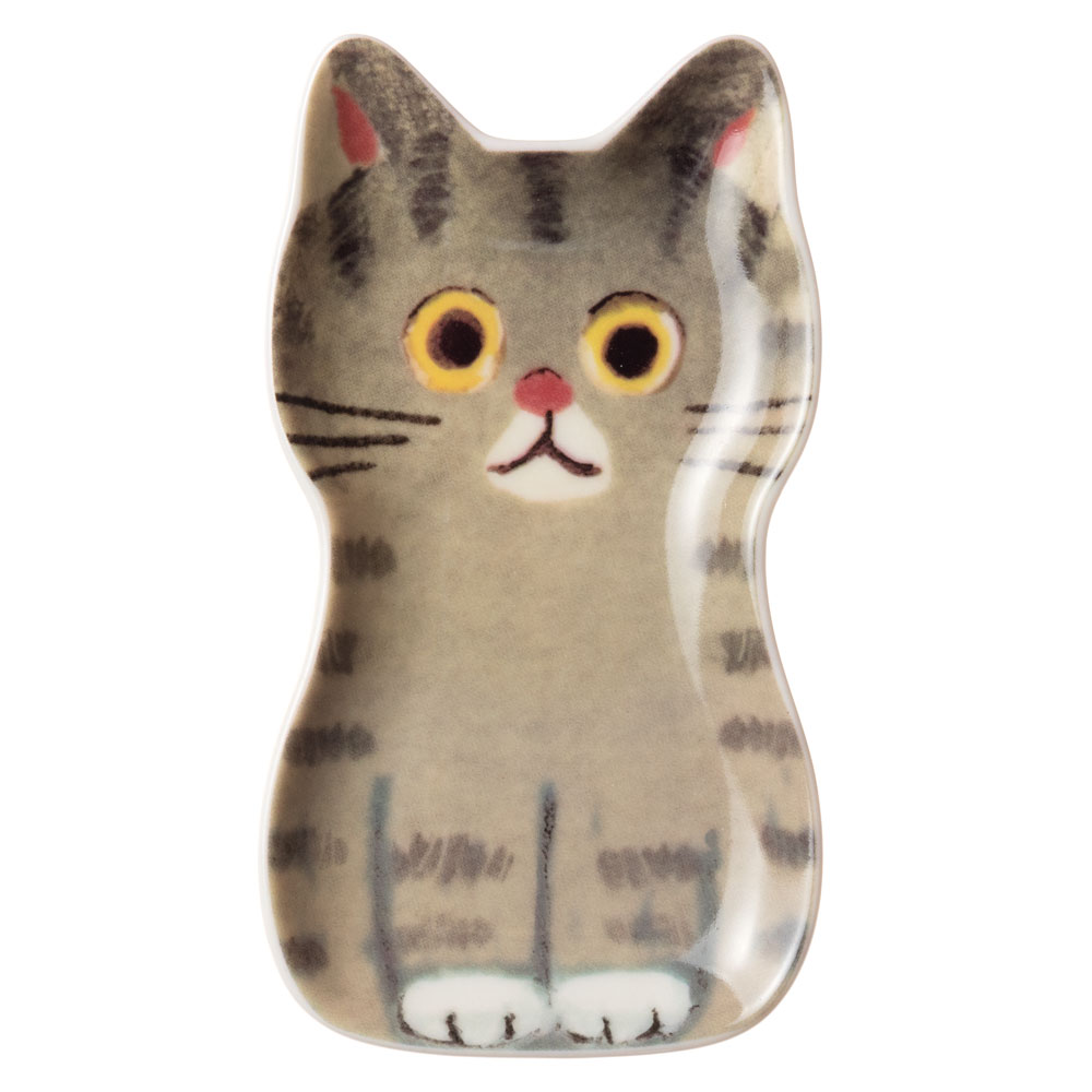 猫の豆皿OSUWARI さばとら (80893) ECOUTE! minette 小皿・トレー まあるいおめめのキュートな猫たち