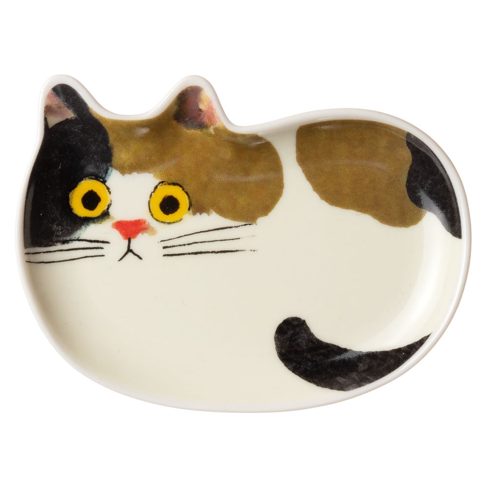 猫の豆皿MARUMARI　みけ (80972)　ECOUTE! minette　小皿・トレー　まあるいおめめのキュートな猫たち