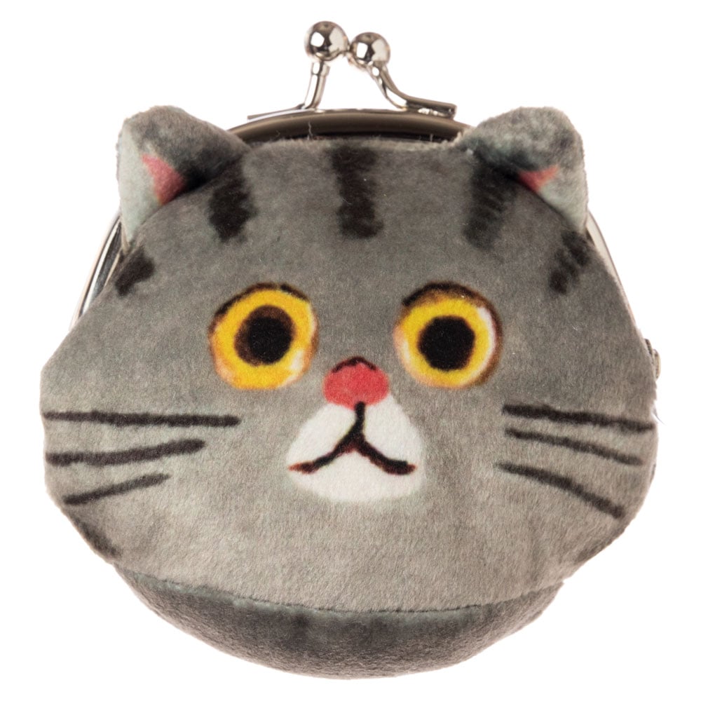猫のフェイスがま口ポーチ さばとら ECOUTE! minette 小銭入れ まある